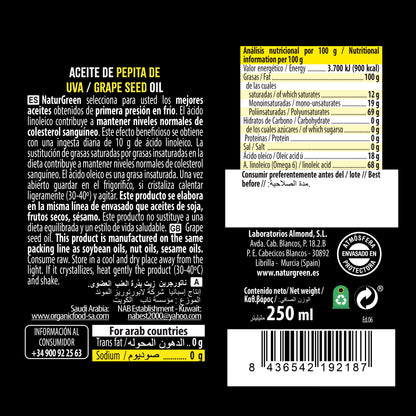 Aceite de Pepita de Uva 250 ml NaturGreen