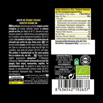 Aceite de Sésamo Tostado Ecológico 250 ml NaturGreen
