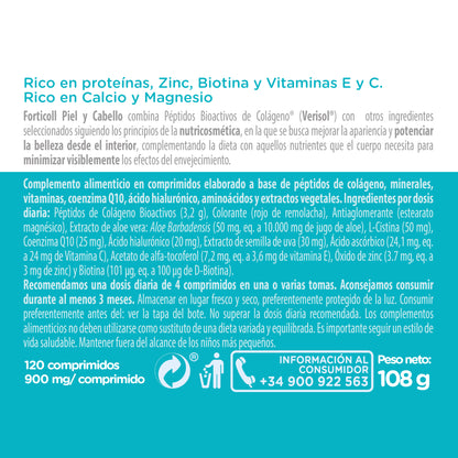 Colágeno BioActivo Piel y Cabello 120 comprimidos Forticoll