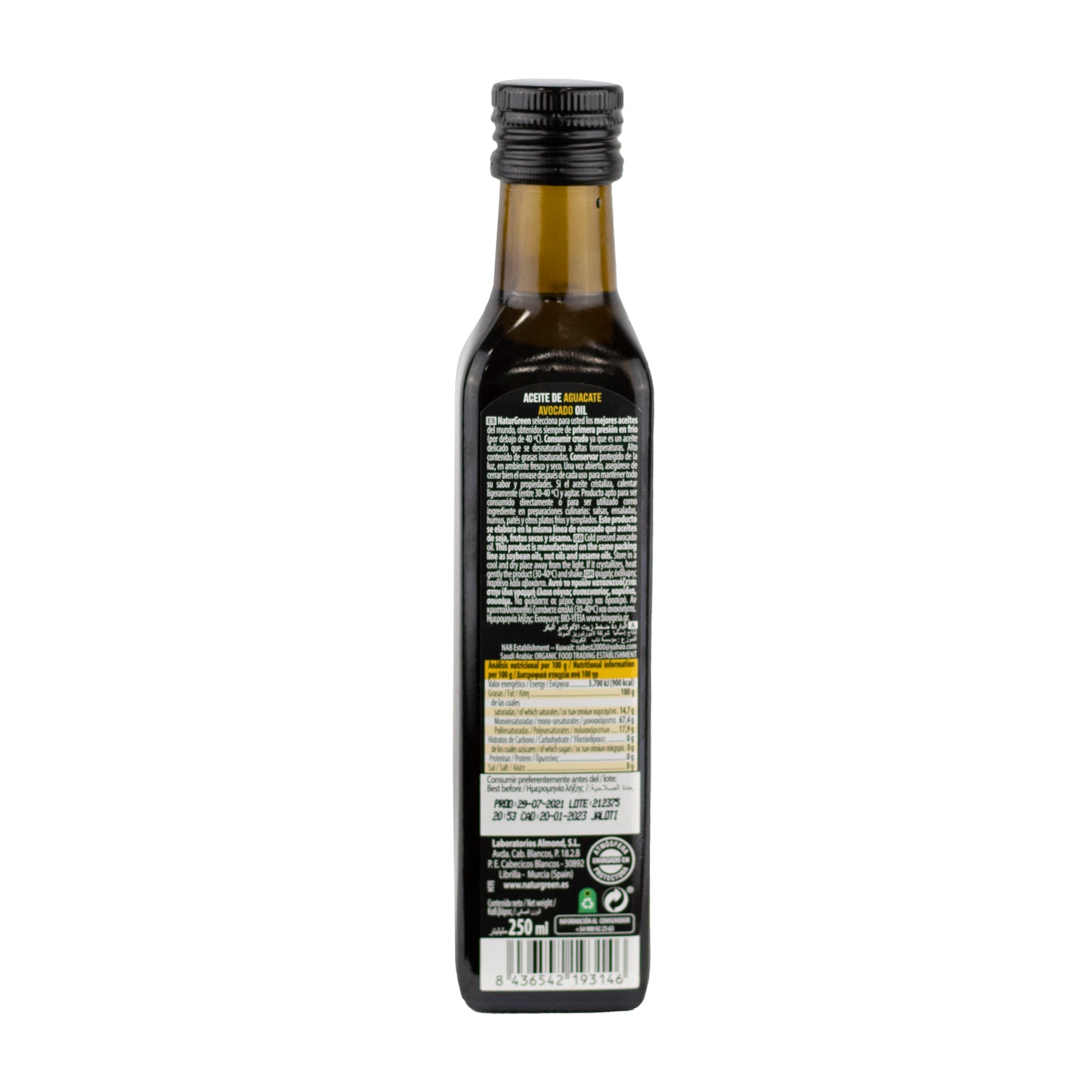 Aceite de Aguacate 250 ml NaturGreen
