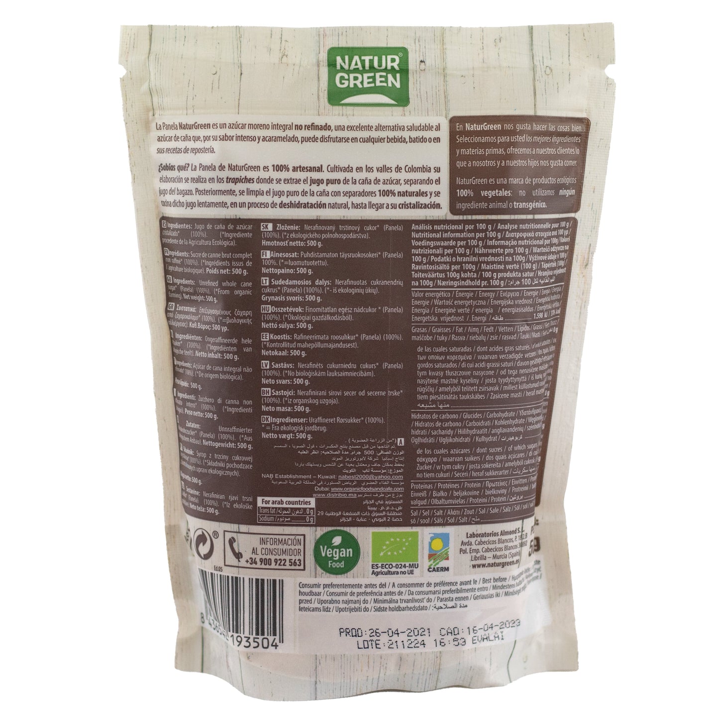 Pack 10x Panela Ecológica 500g NaturGreen