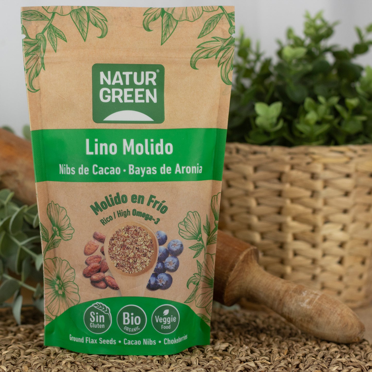 Semillas de lino, nibs de cacao y aronia Bio 225g NaturGreen