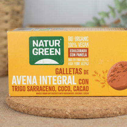 Galleta de Avena Integral con Trigo sarraceno, Coco y Cacao Bio 140g NaturGreen