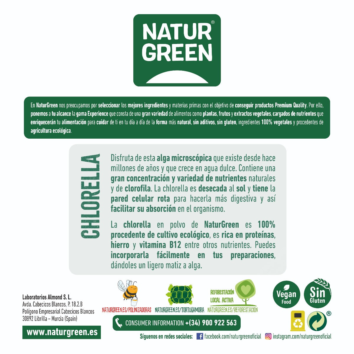 Chlorella Ecológica en polvo 165g NaturGreen