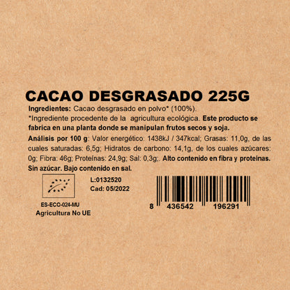 Cacao desgrasado Bio 225g NaturGreen