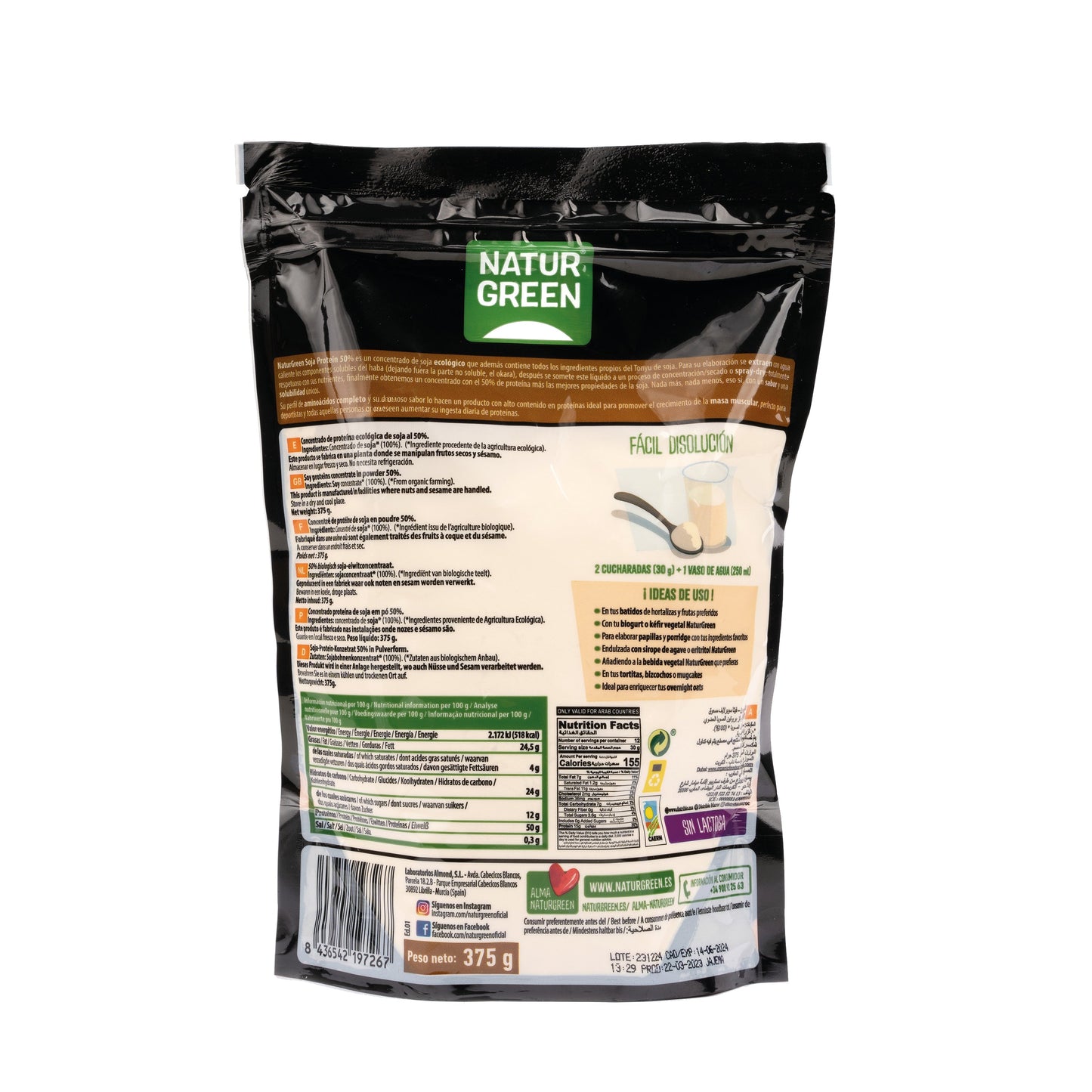 NaturGreen Proteína de soja 50% Bio 375 g