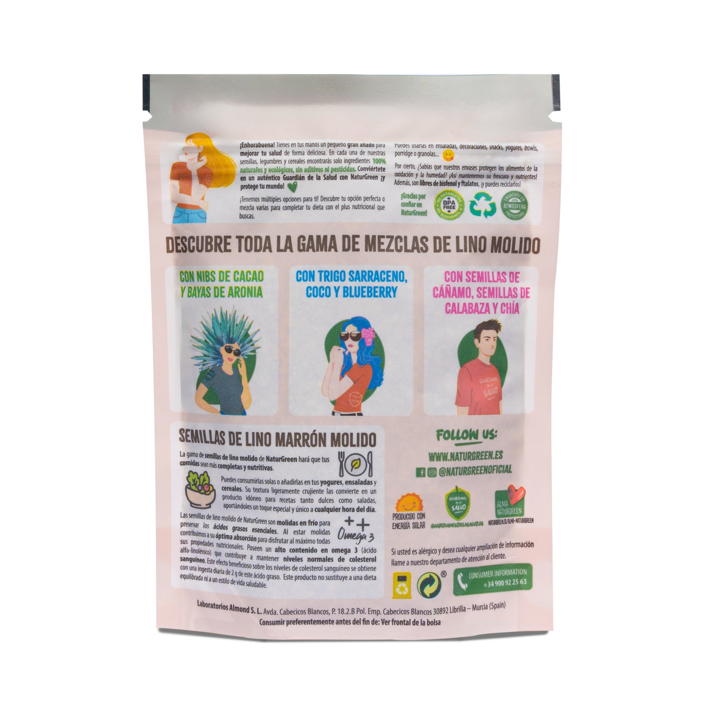 Semillas de lino, cáñamo, calabaza y chía Bio 150g NaturGreen