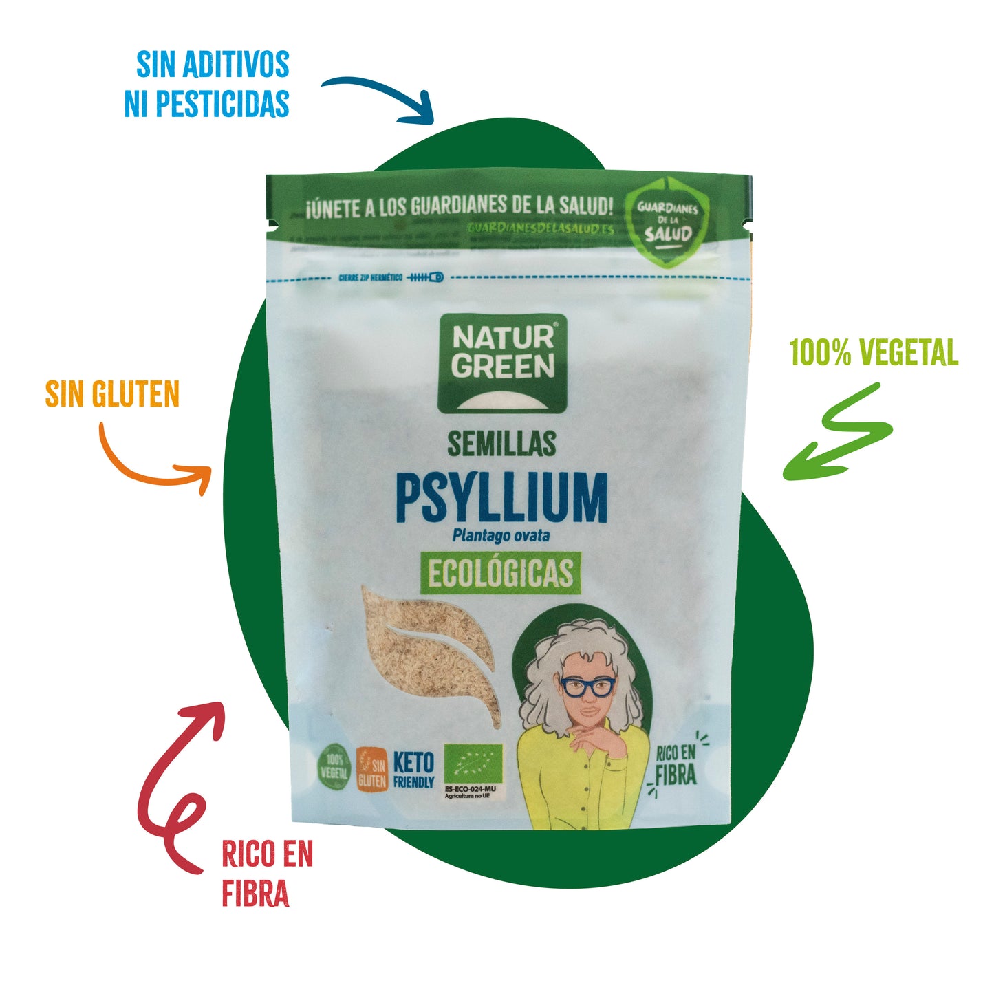 Pack 9x NaturGreen Psyllium Bio 100 g