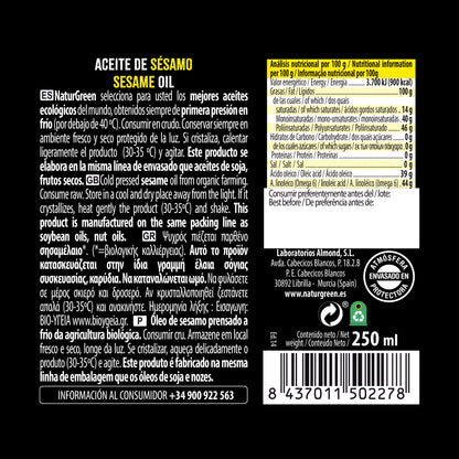Aceite de Sésamo Ecológico 250 ml NaturGreen