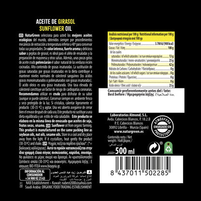 Aceite de Girasol Ecológico 500 ml NaturGreen