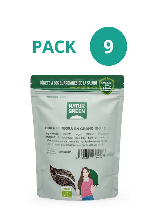 Pack 9x Pimienta Negra en grano Bio 100g NaturGreen