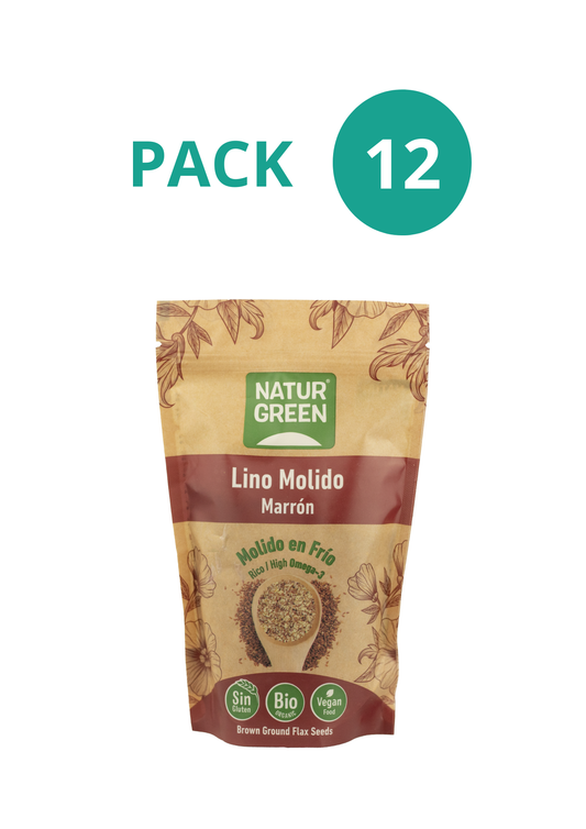 Pack 12x Lino Marrón Ecológico Molido 225g NaturGreen