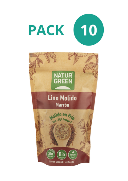 Pack 10x Lino Marrón Ecológico Molido 225g NaturGreen