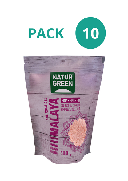Pack 10x Sal Rosa del Himalaya Fina 500g. NaturGreen