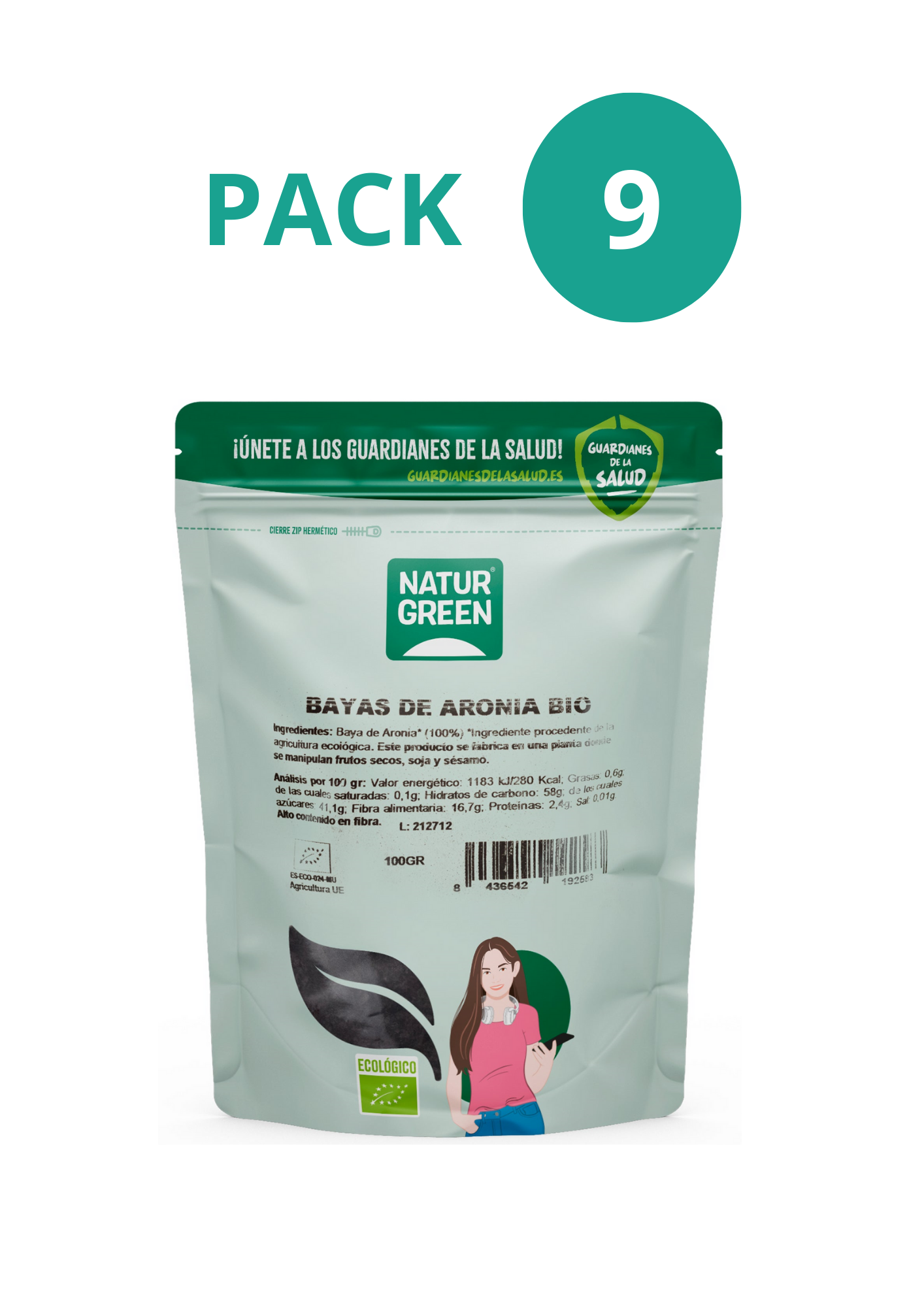 Pack 9x Baya Aronia Bio 100g NaturGreen