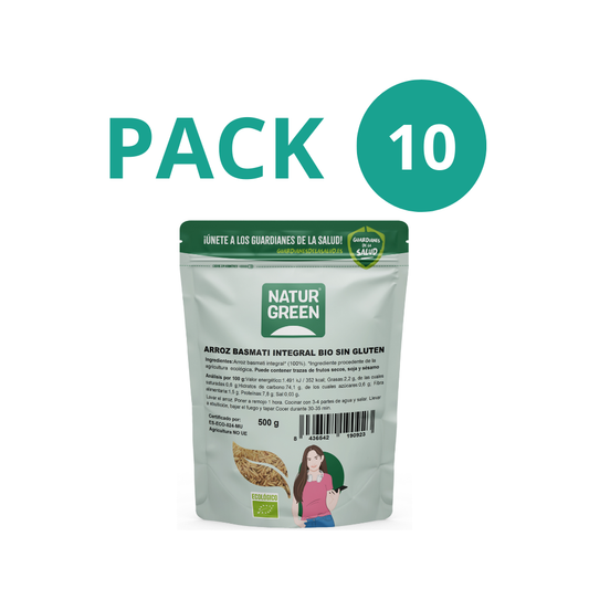 Pack 10x Arroz Basmati Integral Ecológico 500g NaturGreen