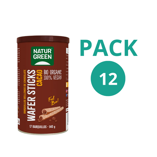 Pack 12x Wafer sticks de cacao Bio 140g NaturGreen