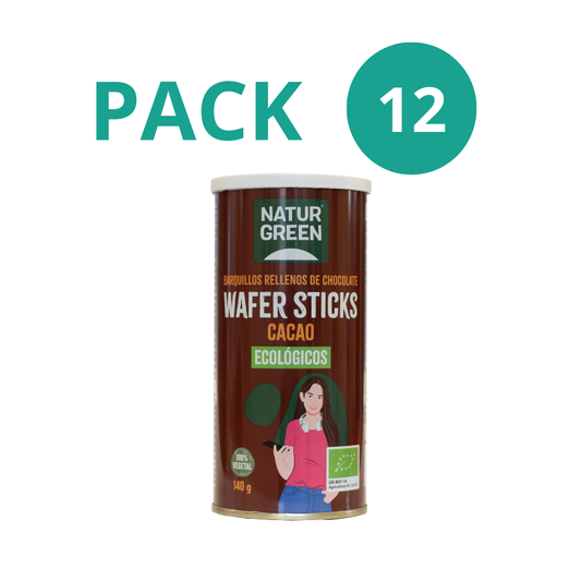 Pack 12x Wafer sticks de cacao Bio 140g NaturGreen