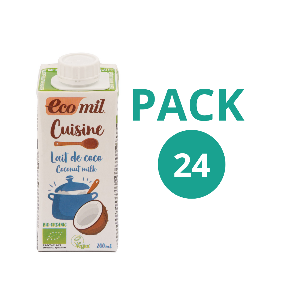 Pack 24x Leche de coco Bio para cocinar 200ml Ecomil