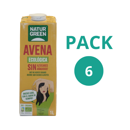 Pack 6x Bebida de Avena Ecológica Sin Azúcares Añadidos 1L NaturGreen