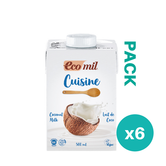 Pack 6x Leche de coco Bio para cocinar 500ml Ecomil